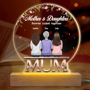 The Love Between A Mother And Daughters Is Forever - Family Personalized Custom Snow Globe Shaped 3D LED Light - Mother's Day, Birthday Gift For Mom