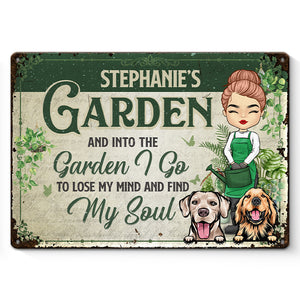 A Girl Who Really Loved Dogs & Gardening - Garden Personalized Custom Home Decor Metal Sign - House Warming Gift For Gardening Lovers