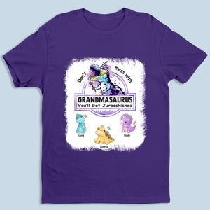 Don’t Mess With Grandmasaurus - Family Personalized Custom Fake Bleach T-Shirt - Mother's Day, Birthday Gift For Grandma