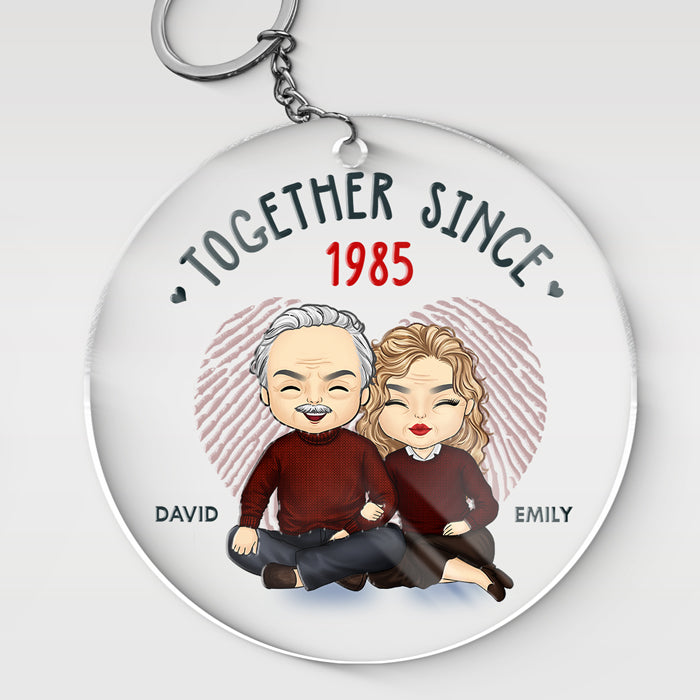 We've Been Together Since - Couple Personalized Custom Round Shaped Acrylic Keychain - Gift For Husband Wife, Anniversary