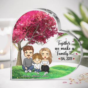 Together, We Make A Family - Family Personalized Custom Heart Shaped Acrylic Plaque - Gift For Family Members