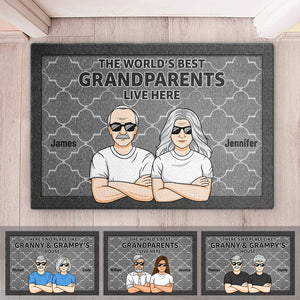 The Best Grandparents In The World - Family Personalized Custom Decorative Mat - Gift For Grandpa, Grandma, Grandparents