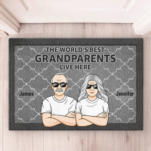 The Best Grandparents In The World - Family Personalized Custom Decorative Mat - Gift For Grandpa, Grandma, Grandparents