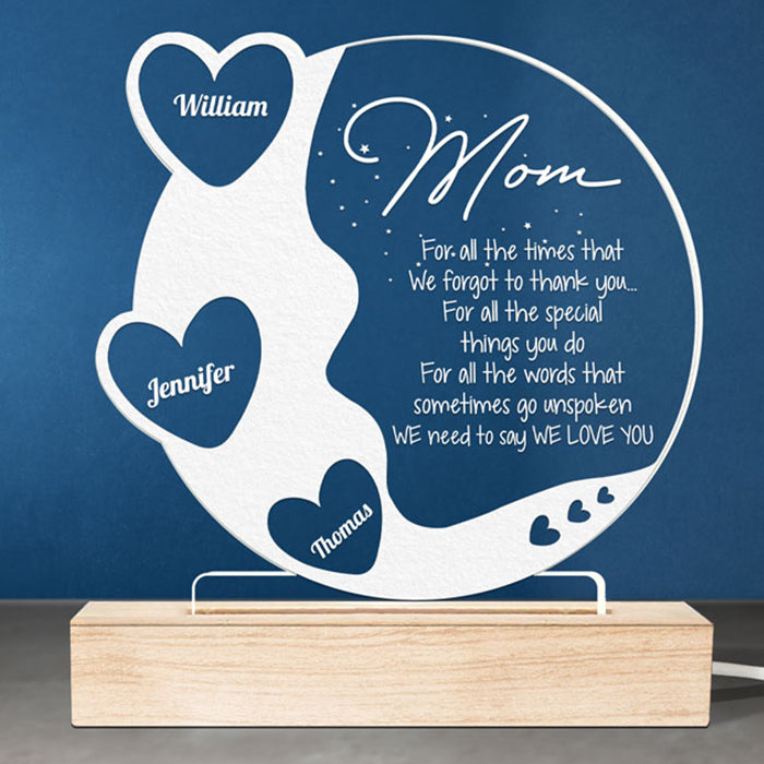 Valentines Day Gifts for Mom from Daughter Son, Gifts for Mom on Mothers  Day, Birthday, Christmas Day, Thanksgiving, Personalized LED Engraved Night