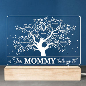 This Grandma Belongs To - Family Personalized Custom Rectangle Shaped 3D LED Light - Mother's Day, Birthday Gift For Mom, Grandma