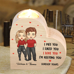 I'm Keeping You Forever Yours - Couple Personalized Custom Heart Shaped Candle Holder - Gift For Husband Wife, Anniversary