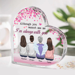 Mom, We're Forever Linked Together - Family Personalized Custom Heart Shaped Acrylic Plaque - Mother's Day, Birthday Gift For Mom From Daughters