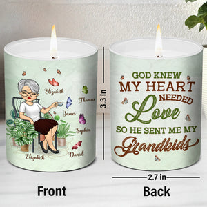 God Sent Me My Grandkids - Family Personalized Custom Smokeless Scented Candle - Mother's Day, Birthday Gift For Grandma