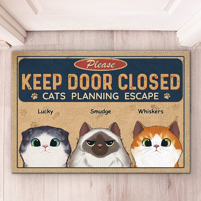 Cat escaping shop through pet door