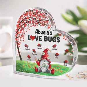 Granny's Love Bugs - Family Personalized Custom Heart Shaped Acrylic Plaque - Mother's Day, Birthday Gift For Grandma