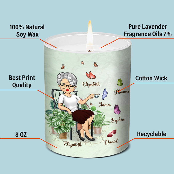 God Sent Me My Grandkids - Family Personalized Custom Smokeless Scented Candle - Mother's Day, Birthday Gift For Grandma