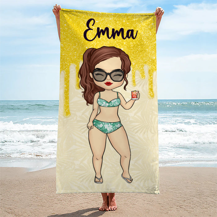 Life's A Beach, Enjoy The Party - Bestie Personalized Custom Beach Towel - Gift For Best Friends, BFF, Sisters