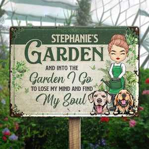 A Girl Who Really Loved Dogs & Gardening - Garden Personalized Custom Home Decor Metal Sign - House Warming Gift For Gardening Lovers