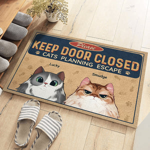 Keep Door Closed, Cats Planning Escaped - Dog & Cat Personalized Custom Decorative Mat - Gift For Pet Owners, Pet Lovers