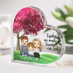 Together, We Make A Family - Family Personalized Custom Heart Shaped Acrylic Plaque - Gift For Family Members