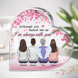 Mom, We're Forever Linked Together - Family Personalized Custom Heart Shaped Acrylic Plaque - Mother's Day, Birthday Gift For Mom From Daughters