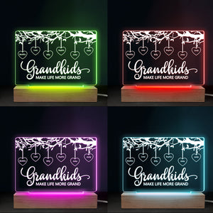 Grandkids Make Life More Grand - Family Personalized Custom Rectangle Shaped 3D LED Light - Mother's Day, Birthday Gift For Grandma