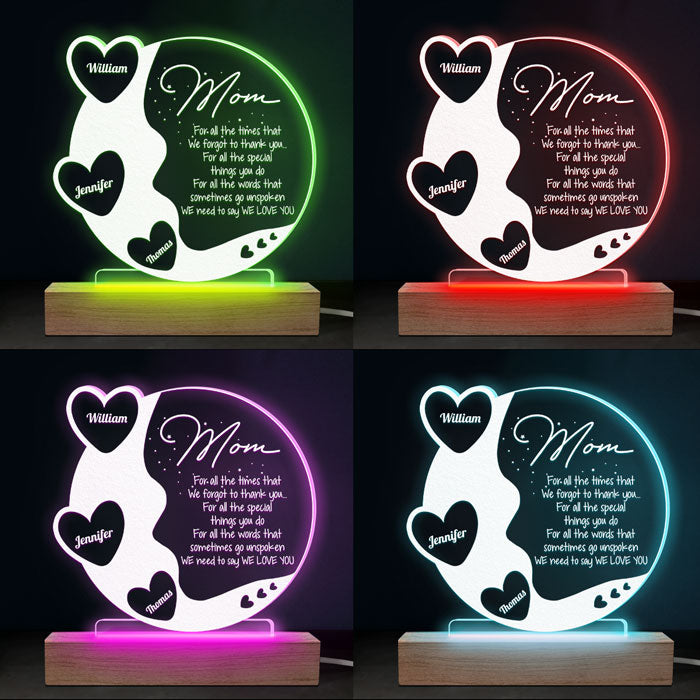 Mom, We Love You - Family Personalized Custom Round Shaped 3D LED Light - Mother's Day, Birthday Gift For Mom