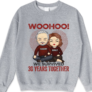 Woohoo We Survived Many Years Together - Personalized Unisex T-Shirt, Hoodie, Sweatshirt - Gift For Couple, Husband Wife, Anniversary, Engagement, Wedding, Marriage Gift