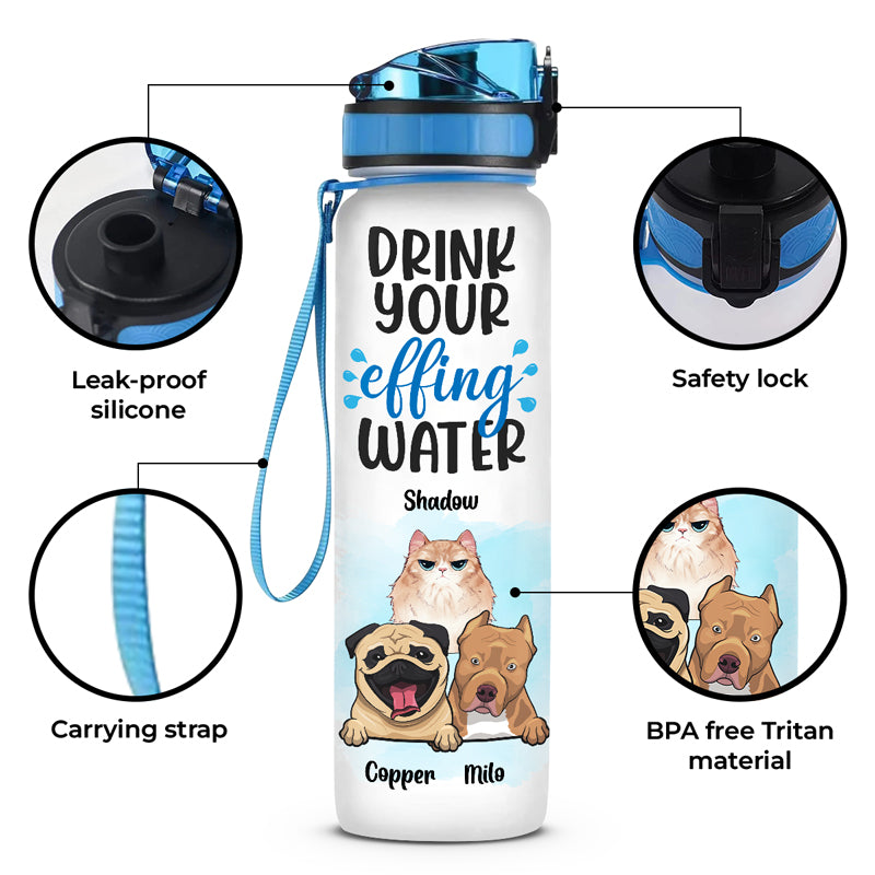 Drink Your Water Right Meow - Personalized Water Bottle With Time