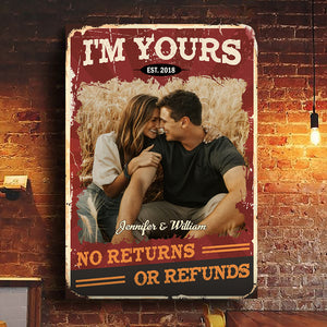 No Returns Or Refunds - Couple Personalized Custom Vertical Canvas - Upload Image, Gift For Husband Wife, Anniversary