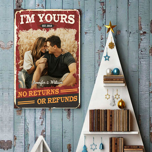 No Returns Or Refunds - Couple Personalized Custom Vertical Poster - Upload Image, Gift For Husband Wife, Anniversary