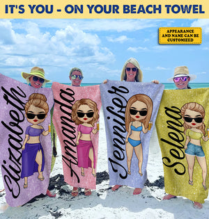 The Beach Is Calling Enjoy The Party - Bestie Personalized Custom Beach Towel - Gift For Best Friends, BFF, Sisters