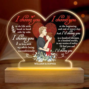 I’d Choose You In A Hundred Lifetimes - Couple Personalized Custom Heart Shaped 3D LED Light - Gift For Husband Wife, Anniversary