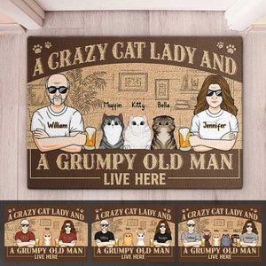 A Crazy Cat Lady And A Grumpy Old Man - Couple Personalized Custom Decorative Mat - Gift For Couples, Pet Owners, Pet Lovers