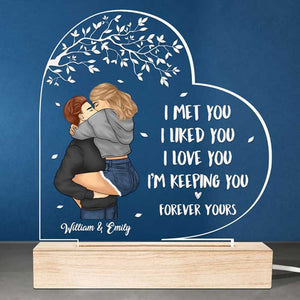 I Love You & Forever Yours - Couple Personalized Custom Heart Shaped 3D LED Light - Gift For Husband Wife, Anniversary
