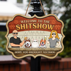 Hope You Brought Alcohol - Dog & Cat Personalized Custom Benelux Shaped Home Decor Wood Sign - House Warming Gift For Pet Owners, Pet Lovers