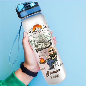 Grow Up To Be A Super Sexy Lady - Camping Personalized Custom Water Tracker Bottle - Gift For Camping Lovers