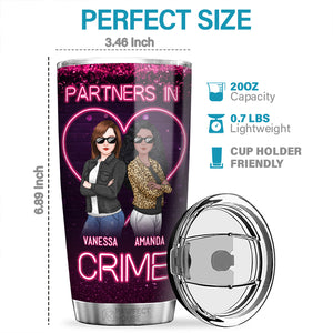 Bestie Neon Partners In Crime - Bestie Personalized Custom Tumbler - Gift For Best Friends, BFF, Sisters