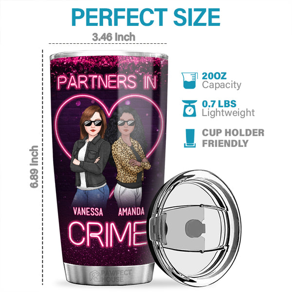 Partners In Crime Personalized Bestie Tumbler, Best Friends Funny Tumbler  Gift, Friendship Christmas Gift - Best Personalized Gifts For Everyone