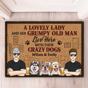 Lovely Lady & Her Grumpy Old Man Live Here - Dog Personalized Custom Decorative Mat - Gift For Couples, Pet Owners, Pet Lovers