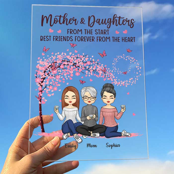 Everything We Are Is Because Of You - Family Personalized Custom Acrylic Plaque - Mother's Day, Birthday Gift For Mom