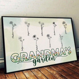 Grandma's Charming Garden - Family Personalized Custom Horizontal Poster - Birthday Gift For Mom, Grandma
