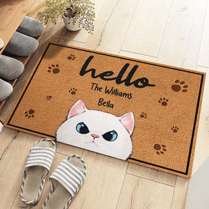 Welcome To Our Home - Cat Personalized Custom Decorative Mat - Gift For Pet Owners, Pet Lovers