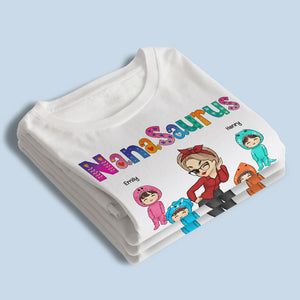 Nanasaurus & Her Kids - Family Personalized Custom Unisex T-shirt, Hoodie, Sweatshirt - Mother's Day, Birthday Gift For Mom, Grandma