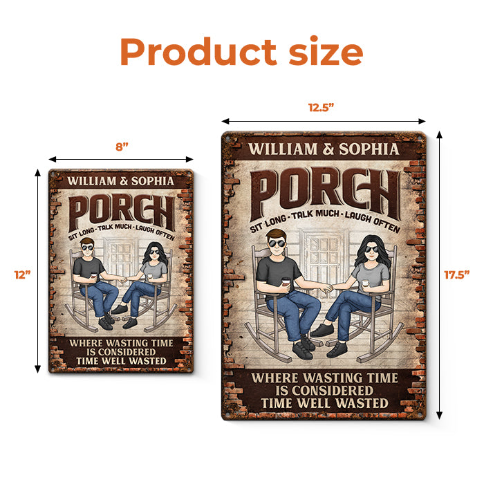 Sit Long, Talk Much, Laugh Often - Couple Personalized Custom Home Decor Metal Sign - House Warming Gift For Husband Wife, Anniversary