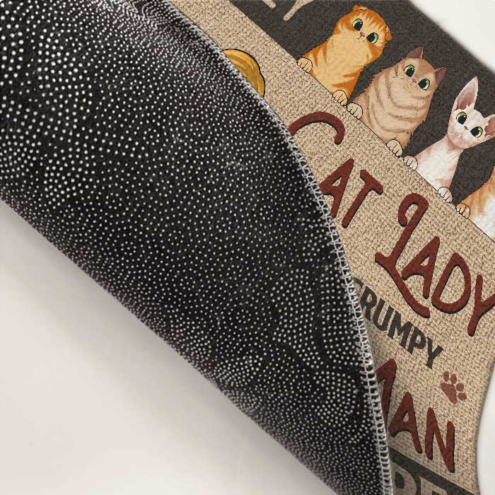 A Crazy Cat Lady & A Grumpy Old Man Live Here - Cat Personalized Custom Decorative Mat - Gift For Couples, Pet Owners, Pet Lovers