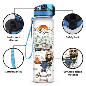 Grow Up To Be A Super Sexy Lady - Camping Personalized Custom Water Tracker Bottle - Gift For Camping Lovers