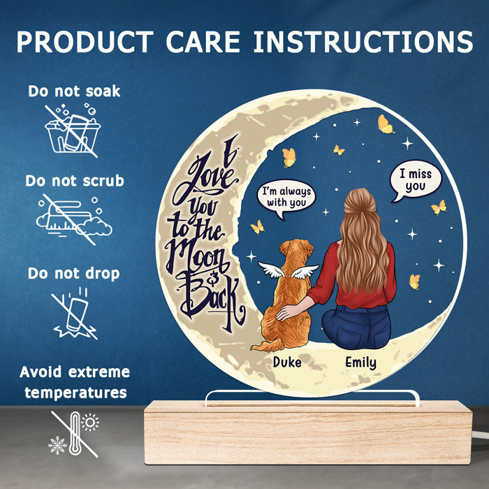 I Love You To The Moon & Back - Memorial Personalized Custom Round Shaped 3D LED Light - Sympathy Gift, Gift For Pet Owners, Pet Lovers