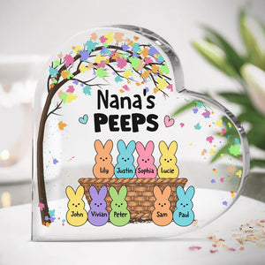 Grandma's Peeps - Family Personalized Custom Heart Shaped Acrylic Plaque - Birthday Gift For Grandma