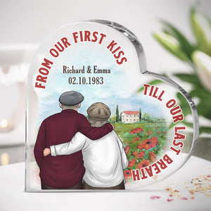 From Our First Kiss, Till Our Last Breath  - Couple Personalized Custom Heart Shaped Acrylic Plaque - Gift For Husband Wife, Anniversary