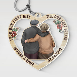 From Our First Kiss - Couple Personalized Custom Heart Shaped Acrylic Keychain - Gift For Husband Wife, Anniversary