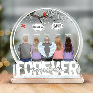 We Miss You - Memorial Personalized Custom Snow Globe Shaped Acrylic Plaque - Sympathy Gift, Gift For Family Members