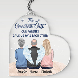 Our Parents' Greatest Gift - Family Personalized Custom Heart Shaped Acrylic Keychain - Gift For Family Members
