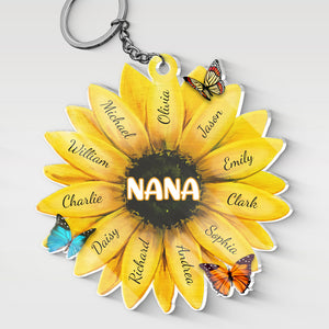 Best Grandma Ever - Family Personalized Custom Flower Shaped Acrylic Keychain - Mother's Day, Birthday Gift For Grandma