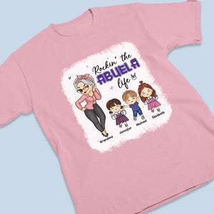 Rockin' The Nana Life - Family Personalized Custom Fake Bleach T-Shirt - Mother's Day, Birthday Gift For Mom, Grandma